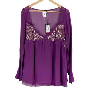 Patrizia Pepe Firenze Victoria Violet Blouse Size 40 EU/Italian